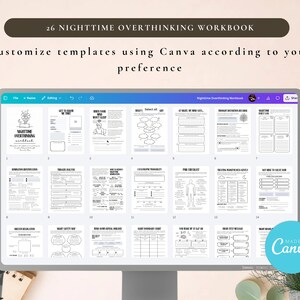 PLR Nighttime Overthinking Workbook for Commercial Use, Printable and Editable Template | Sleep Anxiety Journal