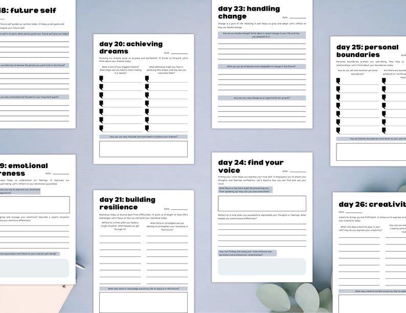 PLR Self-Reflection Journal for Commercial Use, Printable and Editable Template, Daily Mindfulness Journal, Self-Growth Journal