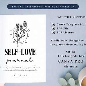PLR Self-Love Journal for Commercial Use, Printable and Editable Template, Self-Care Journal, Affirmation Journal, Self-Love Plan