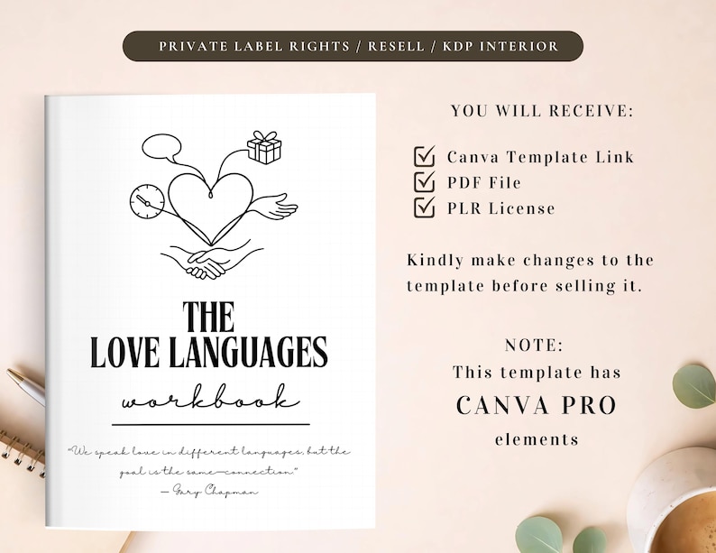 PLR the Love Languages Workbook for Commercial Use, Editable and ...