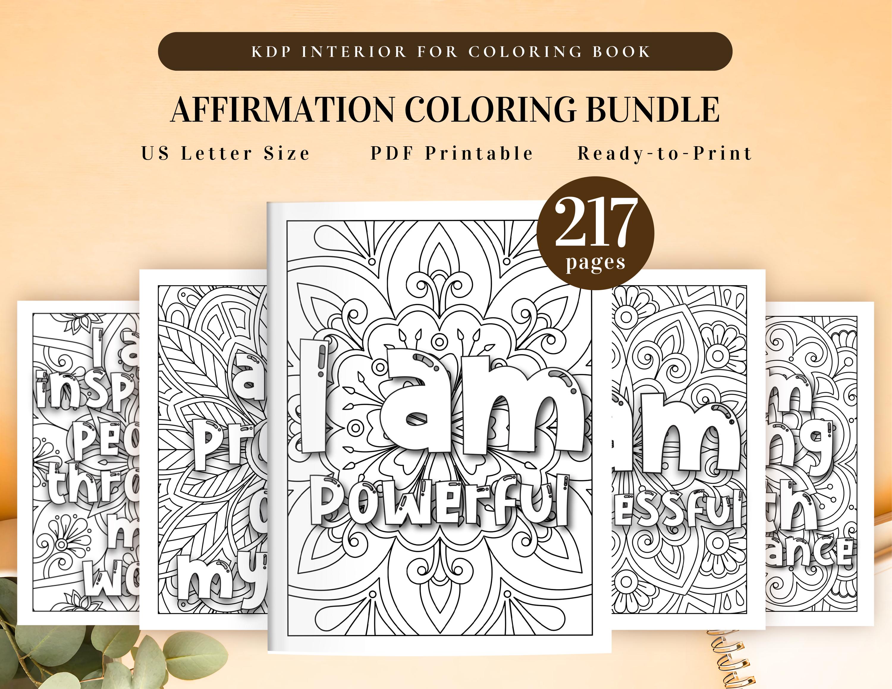 Affirmation Coloring Bundle | Printable for KDP Interior and Personal ...