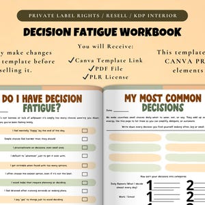 PLR / Resell Decision Fatigue Workbook, Printable and Editable Template, Overcome Decision Fatigue, Decision-Making Tool, Daily Decision image 2