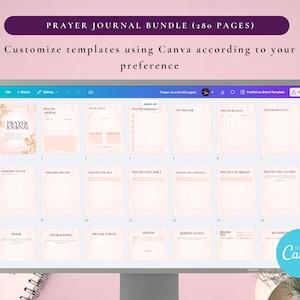 Prayer Journal Bundle for KDP Interior Editable Template in Canva and Printable Journal, Bible Study Journal Prayer Digital Planner image 7