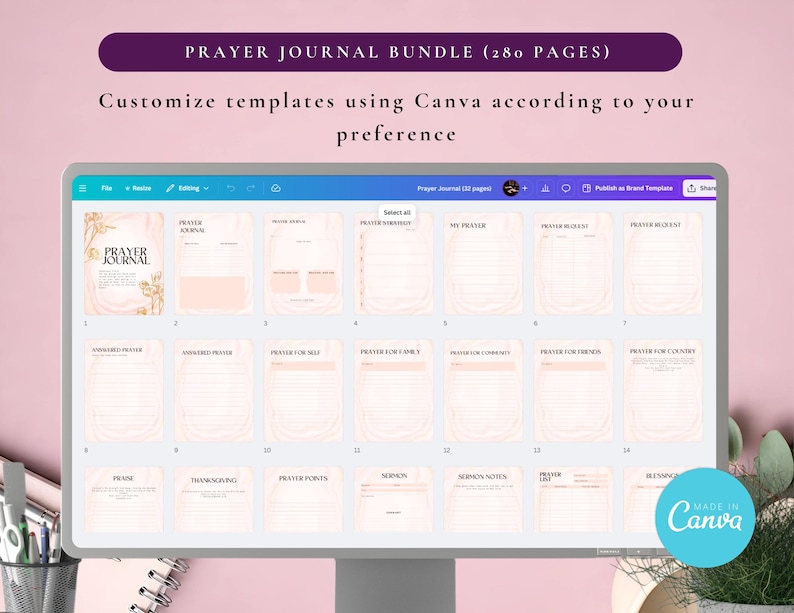 Prayer Journal Bundle for KDP Interior Editable Template in Canva and Printable Journal, Bible Study Journal Prayer Digital Planner image 7