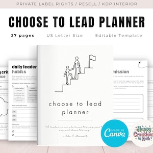 PLR / Resell Choose to Lead Planner for Commercial Use Printable Journal and Editable Template, Leadership Mindset Planner, Manager Planner