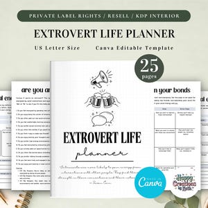 PLR Extrovert Life Planner for Commercial Use, Printable and Canva Editable Template, Social Skills Guide image 1