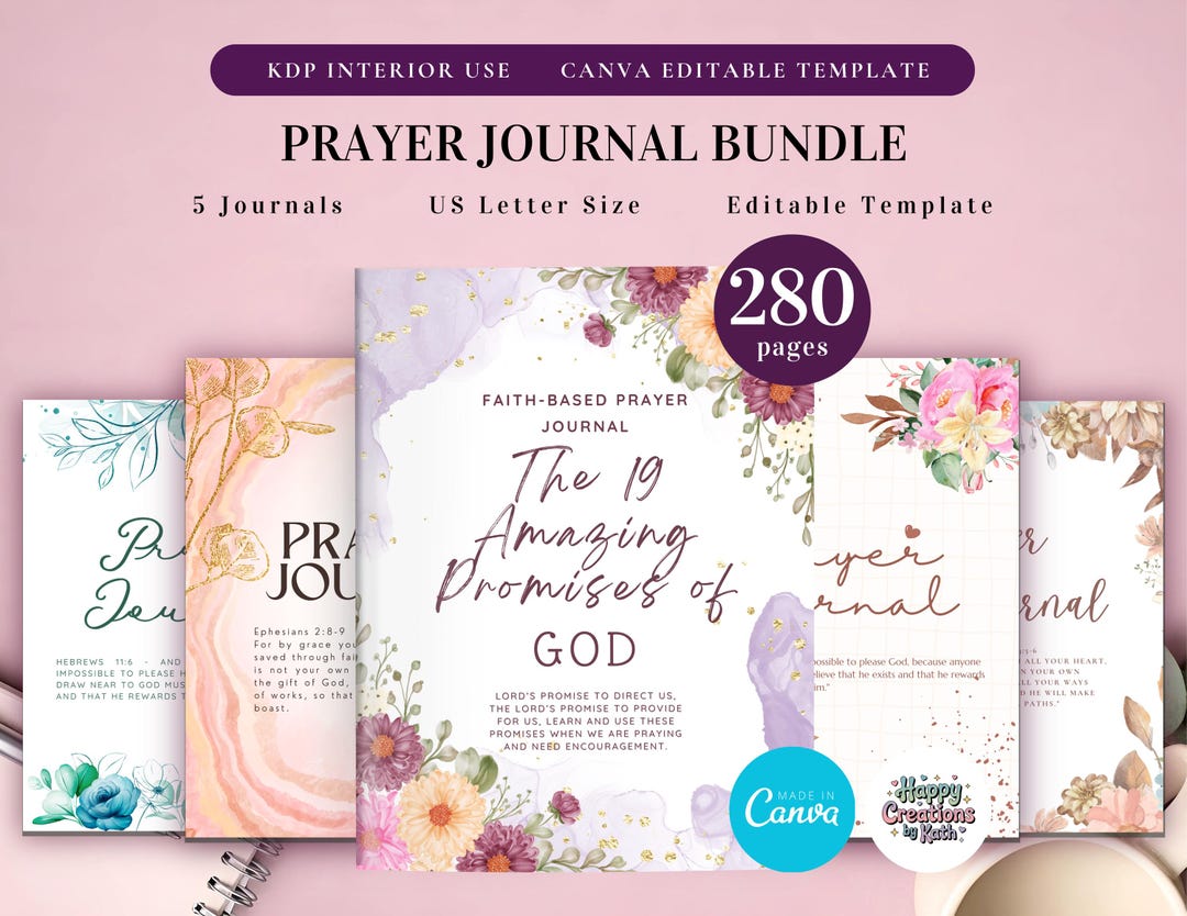 Prayer Journal Bundle for KDP Interior Editable Template in Canva and ...