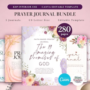 Pacote de Diário de Oração para KDP Interior, Modelo Editável no Canva e Diário para Impressão, Diário de Estudo Bíblico, Planejador Digital de Oração
