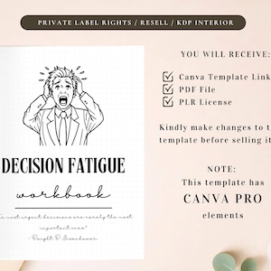 PLR Decision Fatigue Workbook for Commercial Use, Printable and Editable Template, Daily Decision Log, Decision-Making Planner