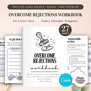 PLR Overcome Rejections Workbook for Commercial Use, Printable and Canva Editable Template, Cope with Rejections, Self-Help Worksheet