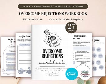 PLR Overcome Rejections Workbook for Commercial Use, Printable and Canva Editable Template, Cope with Rejections, Self-Help Worksheet