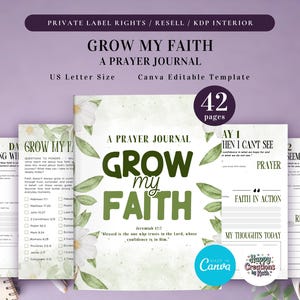 PLR Wachsen mein Glauben Journal für kommerzielle Nutzung, druckbare und bearbeitbare Vorlage, Glauben Journal, Schrift Journal, Gebet Journal