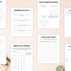 PLR Mental Burnout Workbook for Commercial Use, Printable and Editable Canva Template, Stress Management, Wellness Journal image 7
