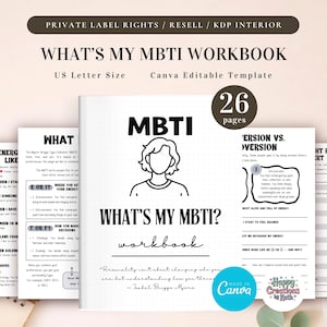 PLR What's my MBTI? Workbook for Commercial Use, Printable and Editable Template, MBTI Quiz, Myers Briggs Personalities Test