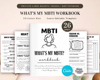 PLR What's my MBTI? Workbook for Commercial Use, Printable and Editable Template, MBTI Quiz, Myers Briggs Personalities Test