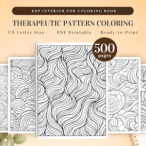 Therapeutic Pattern Coloring Book Bundle | Printable for KDP Interior and Personal Use | Relaxing Designs for Stress and Anxiety Relief