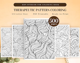 Pacchetto di libri da colorare con motivi terapeutici / Stampabili per uso interno e personale KDP / Disegni rilassanti per alleviare stress e ansia