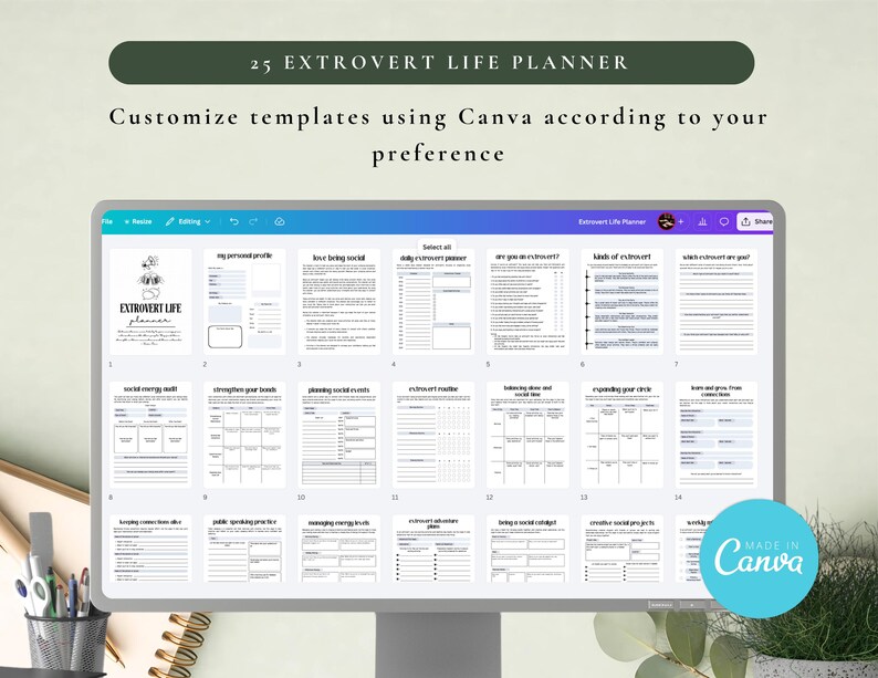 PLR Extrovert Life Planner for Commercial Use, Printable and Canva Editable Template, Social Skills Guide image 6