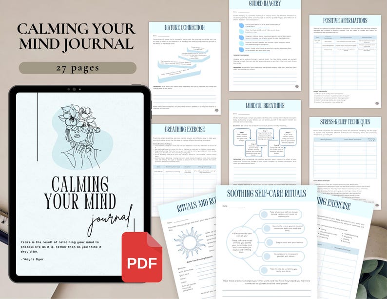 5 Burnout Recovery Bundle for Personal Use | PDF Printable and Digital Use | Stress Relief Worksheets | Mental Burnout | Overwhelm Detox