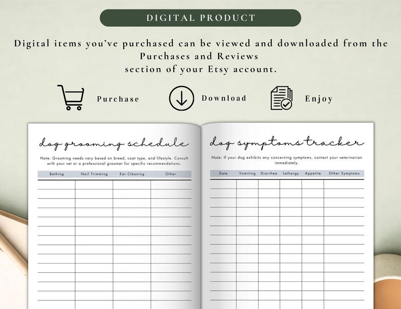 PLR Dog Care Planner for Commercial Use, Printable and Editable Template, Pet Planner, Dog Planner, Dog Journal, Dog Records image 4
