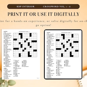 500+ Page Crossword Puzzle Book for Adults – KDP Interior Printable Bundle w/ Solutions | Activity Game, Instant Download, Ready to Print image 6