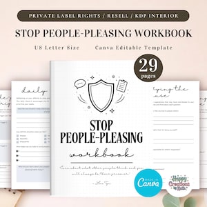 商用利用可能なPLR「人に気に入られようとするのをやめるワークブック」、印刷・編集可能なテンプレート、境界線の設定、自己成長ワークブック