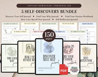 5 Selbstfindungs-Bundle für den persönlichen Gebrauch | PDF druckbare und digitale Verwendung | Finden Sie Ihre Leidenschaft, entdecken Sie das wahre Selbst, finden Sie Ihr Warum