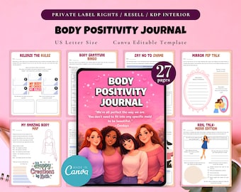 Revista de positividad corporal (PLR/Reventa), plantilla imprimible y editable, revista de imagen corporal, revista de amor propio, revista de empoderamiento corporal