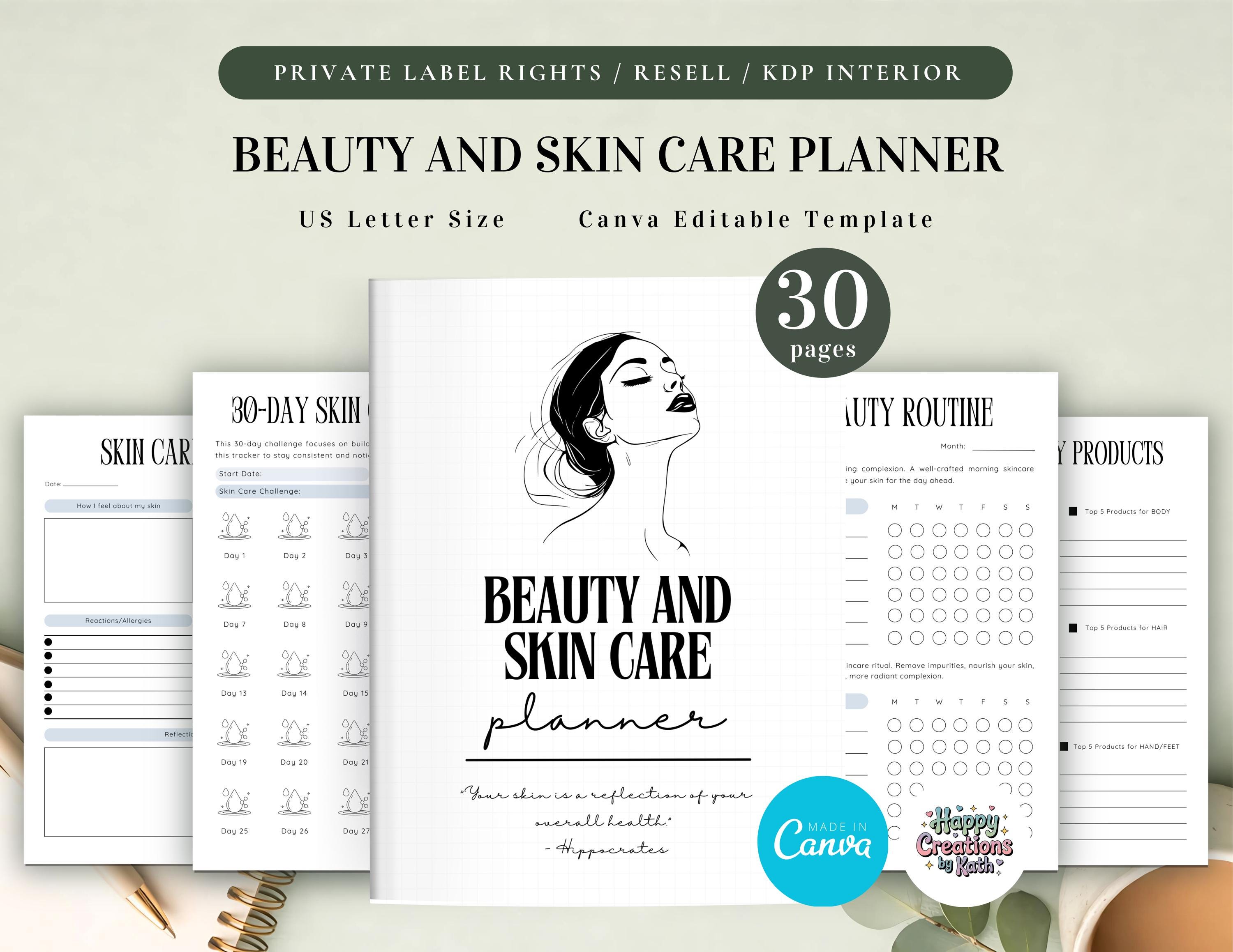 PLR Beauty & Skincare Planner for Commercial Use, Printable and ...
