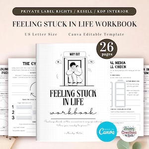 PLR-werkboek Feeling Stuck in Life voor commercieel gebruik, afdrukbare en bewerkbare sjabloon, Feeling Trapped-werkbladen, zelfgroei