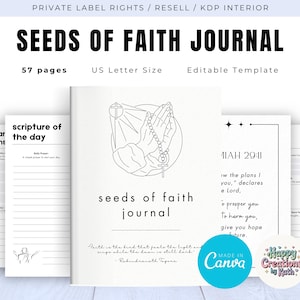 PLR / Revenda o Diário Seeds of Faith para uso comercial, modelo para impressão e edição, diário devocional, diário bíblico, diário de oração