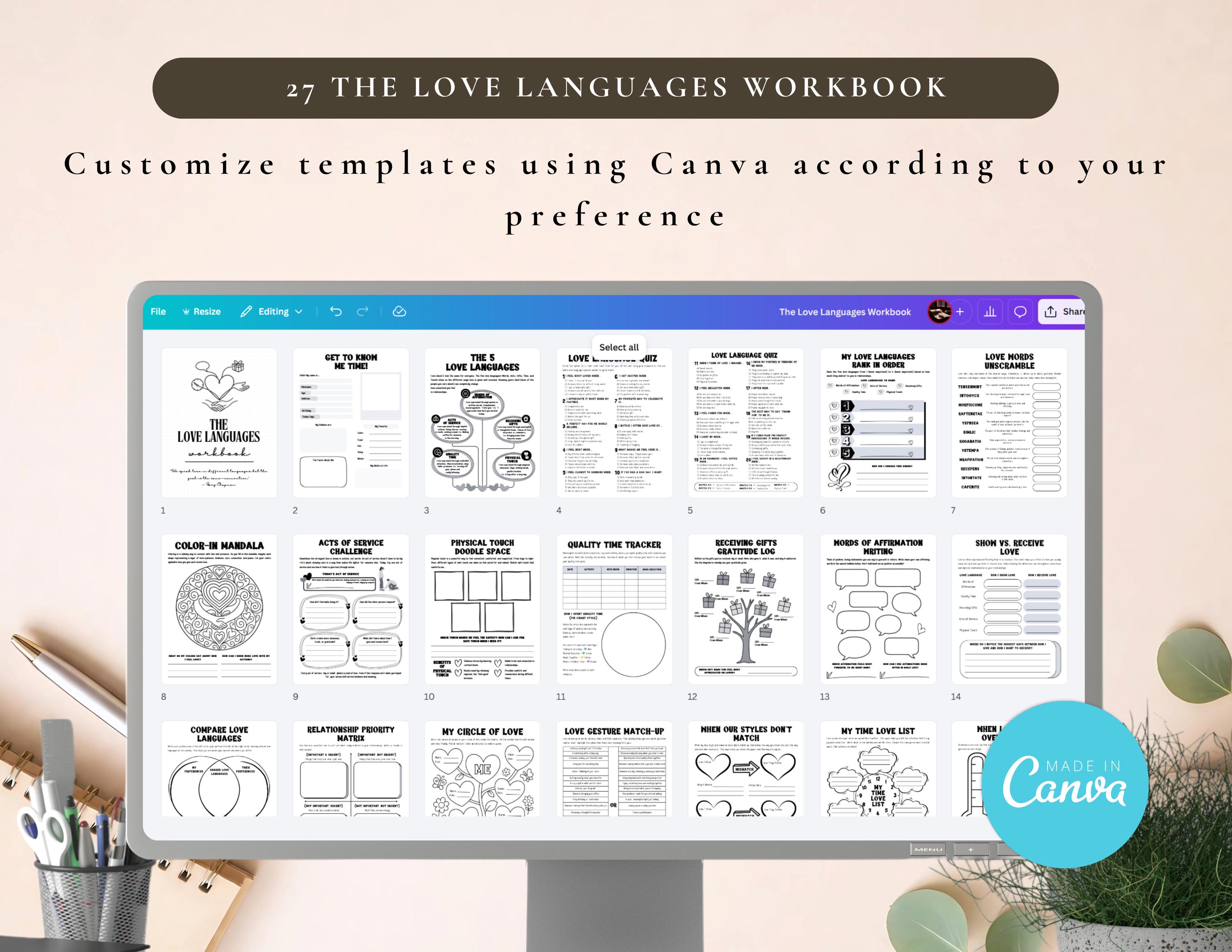 PLR the Love Languages Workbook for Commercial Use, Editable and ...