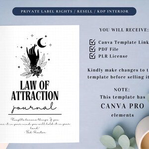 PLR Law of Attraction Journal for Commercial Use, Printable and Editable Template, Manifestation Journal, Mindfulness Journal