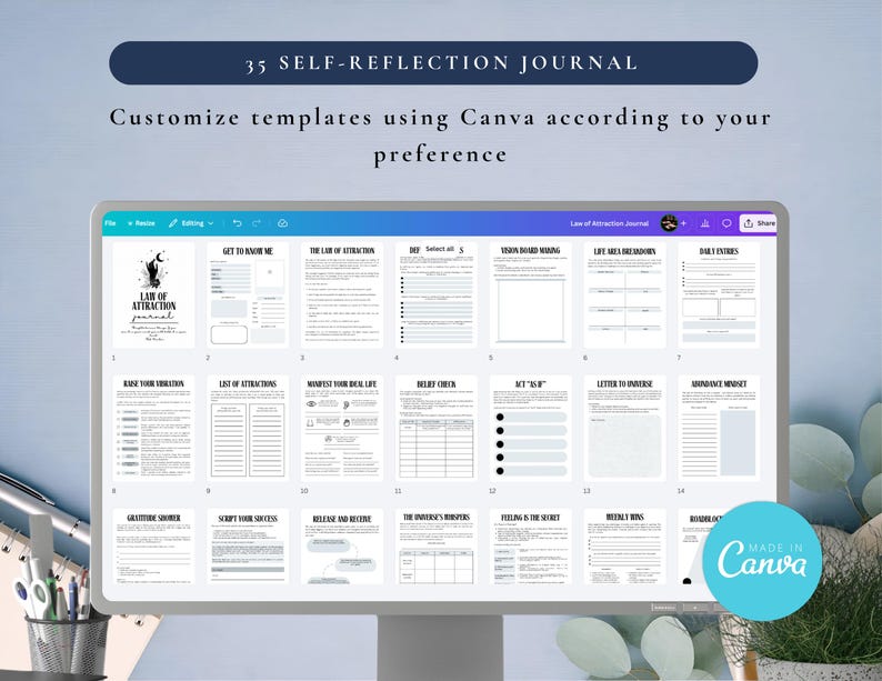 PLR Law of Attraction Journal for Commercial Use, Printable and Editable Template, Manifestation Journal, Mindfulness Journal