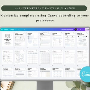 PLR Intermittent Fasting Planner for Commercial Use, Printable and Editable Template, Intermittent Fasting Tracker, IF Planner