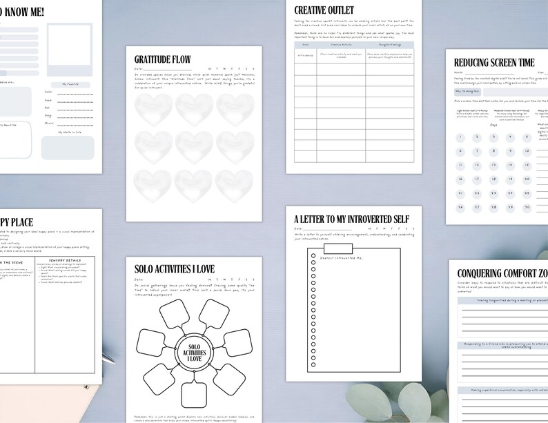 PLR Diario para introvertidos para uso comercial, plantilla imprimible y editable en Canva, diario de atención plena imagen 7