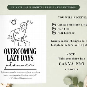 PLR Stop Procrastinating Planner for Commercial Use, Printable and Canva Editable Template | Productivity Planner, Overcoming Lazy Days image 2