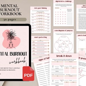 5 Burnout Recovery Bundle for Personal Use | PDF Printable and Digital Use | Stress Relief Worksheets | Mental Burnout | Overwhelm Detox