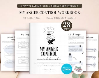PLR My Anger Control Workbook for Commercial Use, Printable and Canva Editable Template, Anger Management Workbook, Anger Therapy