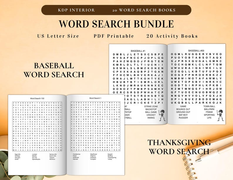 Word Search 2000+ Pages Bundle Printable Puzzle Game with Solution for Kids, Adult, Seasons, Christmas, Halloween, Thanksgiving Holidays PDF image 3