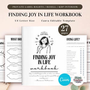 Cahier d'exercices DPP : trouver la joie de vivre à usage commercial, modèle imprimable et modifiable, cahier d'exercices de découverte de soi, cahier d'exercices sur le bonheur