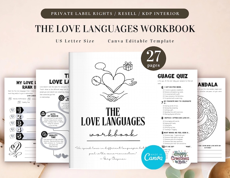 PLR the Love Languages Workbook for Commercial Use, Editable and ...