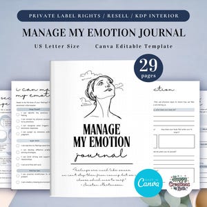 PLR Gestisci il mio diario delle emozioni per uso commerciale Modello stampabile e modificabile, Agenda per la regolazione emotiva