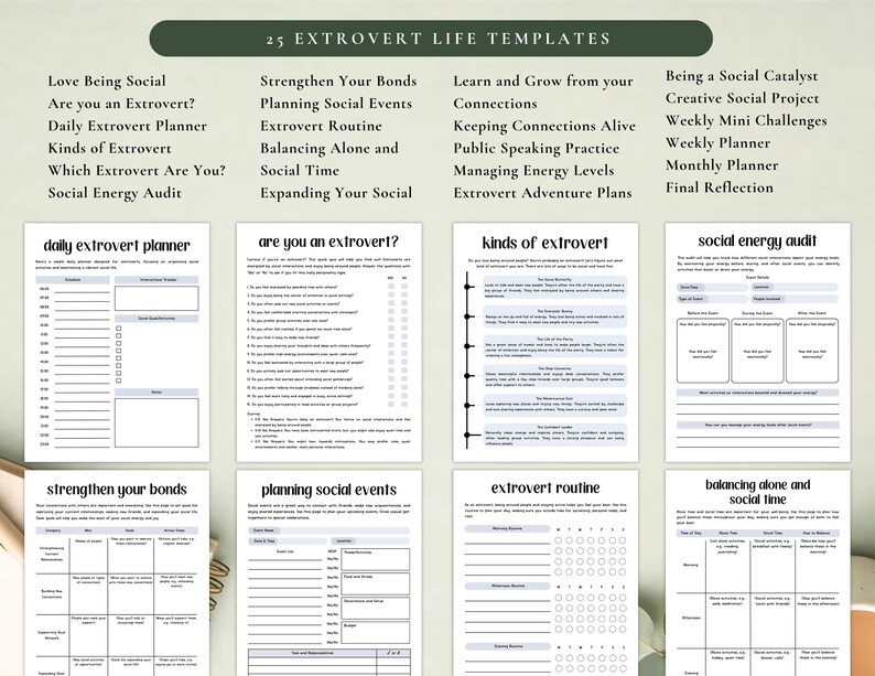PLR Extrovert Life Planner for Commercial Use, Printable and Canva Editable Template, Social Skills Guide image 3