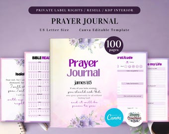 PLR Prayer Journal for Commercial Use, Printable and Editable Template, Bible Journal, Devotional Journal, Scripture Journal, Faith
