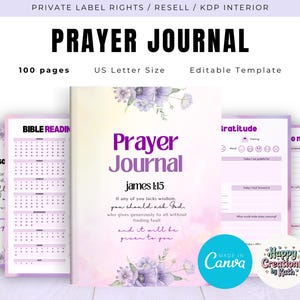 PLR / Resell Prayer Journal for Commercial Use, Printable and Editable Template, Bible Journal, Devotional Journal, Scripture Journal, Faith