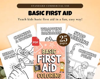 Basic First Aid Coloring Pages | Commercial Use | 25-Page PDF  Safety Skills for Kids, Educational Coloring Pages, Emergency Prep Activity
