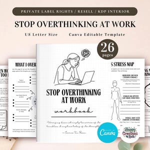 PLR Stop Overthinking at Work Arbeitsbuch für kommerzielle Nutzung, druckbare und bearbeitbare Vorlage | Ausbrenner Arbeitsblatt arbeiten