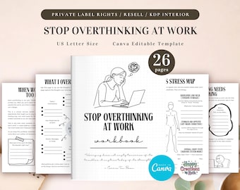 PLR Stop Overthinking at Work Workbook for Commercial Use, Printable and Editable Template | Work Burnout Worksheet
