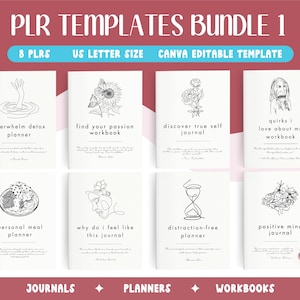PLR Templates Bundle 1 | Journals, Planners & Workbooks Best Sellers | Printable and Editable Canva Templates | Commercial Use Resell Rights